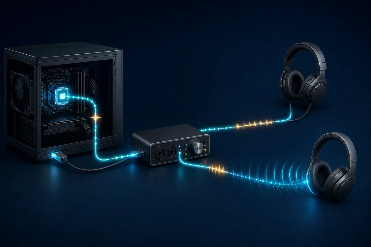 Comparison of a shorter wired Windows audio path and a longer buffered wireless path